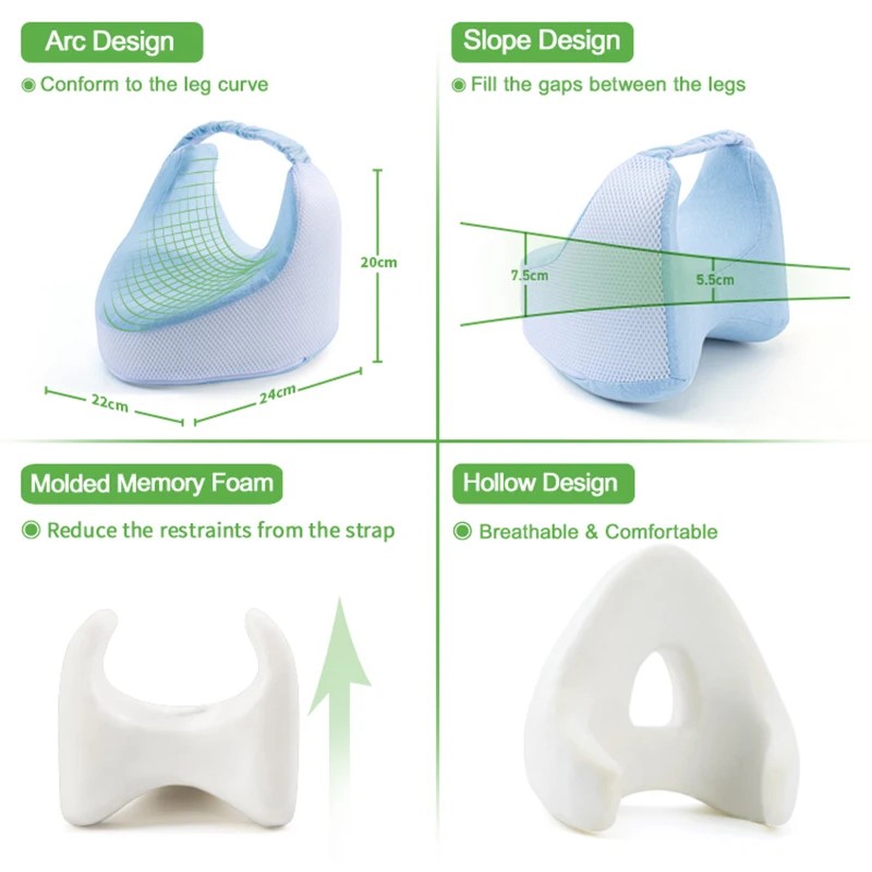 Toolzia Hip Alignment Memory Foam Leg Pillow for Side Sleeping