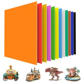 Puikos 12 Pack Colored Plywood Sheets 12" x 12" x 1/8" (3mm), Multi-Colored Basswood Panels with Acrylic Coating（Non-Toxic and odorless） for Laser Cutting, Crafts, DIY Models, Woodworking & Engraving