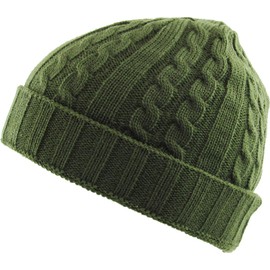 KBW-506F OLV Solid Striped Dotted Sherpa Fleece Short Beanie Skull Cap Men Women Winter Ski Hat