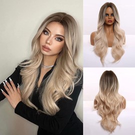 Wigs for Women Long Wig Natural Synthetic Wig for Cosplay Daily Party Use Heat Resistant Fiber (Ombre blonde)