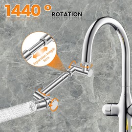 2 extensores de grifo giratorio de 1440°, extensión de aireador de grifo de agua de 2 modos, grifo de fregadero de cocina, brazo robótico, filtro de agua de salpicaduras, accesorio de reemplazo de