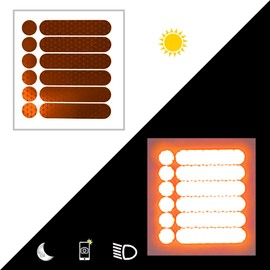 customTAYLOR33 High Intensity Grade Reflective Safety Decals/Stickers for Motorcycle, Bicycle, Snowboarding, Racing Helmets or Vehicles (Set of 4 (24 Strips & 24 Circles), Orange)