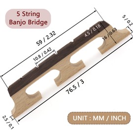 Cheerock 5-String Banjo Bridge, Ebony Maple Banjo Bridge Replacement Composite with Dual-Pivot Design for Enhanced Acoustic Performance