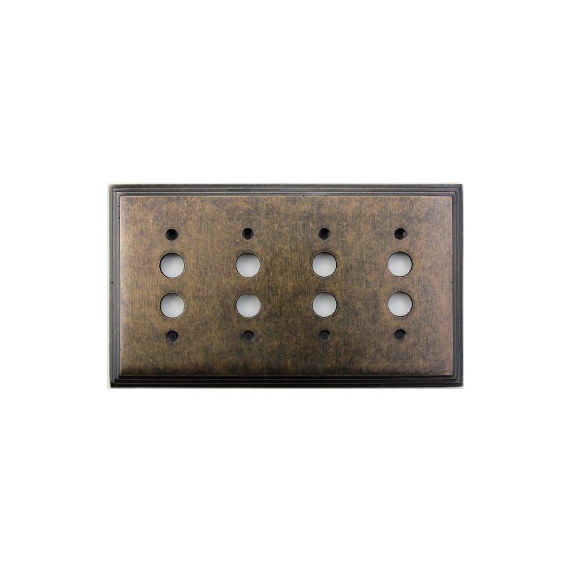 Classic Accents Deco Aged Antique Brass 4 Gang Push Button