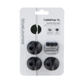 Bluelounge BLUCDXLBL CableDrop Cable Clip, 0.70" x 1.50" x 1.30", Black, 3 Piece