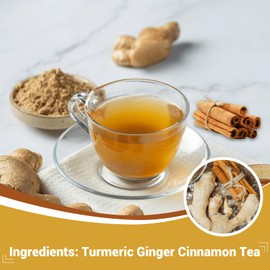 Turmeric Ginger Cinnamon Tea Bags, Turmeric Ginger Herbal Tea, No Sugar, No Caffeine, 120 Teabags