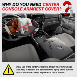 Karltys Center Console Cover for 2019-2025 2026 Dodge Ram 1500 2500 3500, Leather Console Armrest Cover for Ram 1500 Anti Scratch Waterproof Middle Console Pad Protector (Bucket Seats Only)
