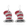 Rhinestones Dr. Seuss Day Dangle Earrings Shiny Crystal Red Hat