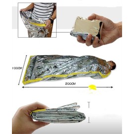 Yuuming 5 Piece Set Emergency Sleeping Bag Type Aluminum Thermal Sheet Survival Rescue Cold Protection Disaster Prevention Insulation Earthquake Tsunami Prevention Emergency 200*100cm (Sleeping Bag -
