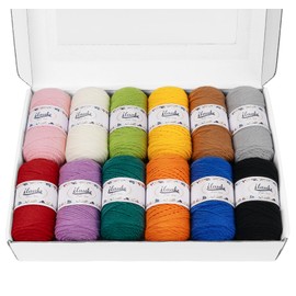 ilauke Crochet Yarn 12 x 45g Hand Knitting Yarns, 12 Colours Acrylic Wool for Knitting, Crochet and Crafts