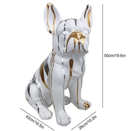 Tolatr Bulldog Statue French Dog Sculpture Animals Home Decor Resin Dog Figurine Accent for Bedroom Book Shelf Decorations Gifts for Dog Lovers (19.6Inch)