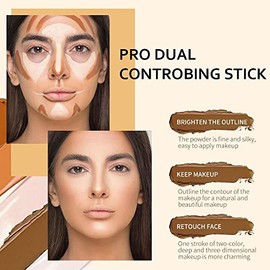 evpct Juego de maquillaje con 4 barras de contorno, kit de maquillaje con paleta de contorno y corrector cremoso para principiantes, barras bronceador