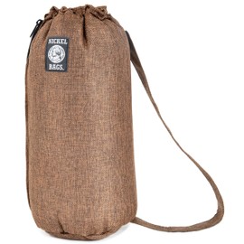 Nickel Bags Padded Drawstring Duffle Tube, Hemp Protective Sling Bag with Soft Velour Interior, Breakable-Safe Storage for Glass & Gear, Durable Zipper & Strap (14 Inch, Brown)