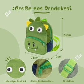KOMUNJ Toddler Backpack, Toddler School Bag, Toddler Backpack for Boys and Girls, Cartoon Kids Backpack Animal Cartoon Mini Bag Plush Kids Backpack, for Baby 1-5 Years, Dinosaur, multicoloured