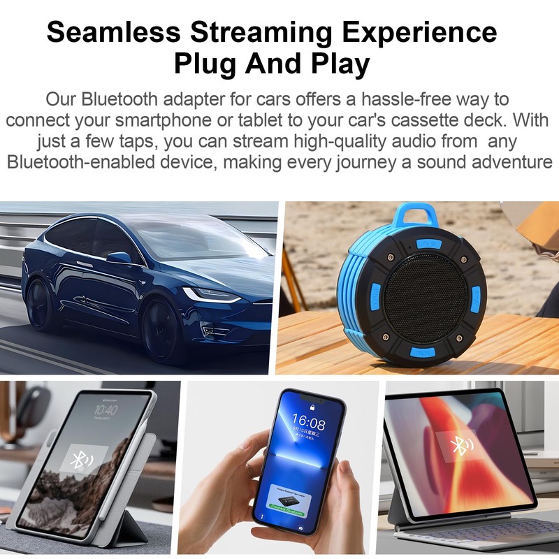 SoulBay Cassette Bluetooth Adapter for Car, Bluetooth 5.0 Tape Deck
