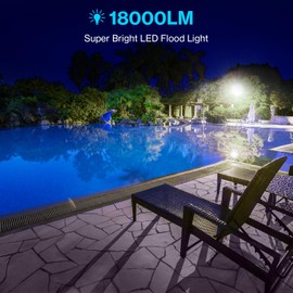 Olafus 2 Pack 200W LED Flood Light Outdoor, 18000LM Super Bright IP66 Waterproof Exterior Security Lights with Plug, 6500K Daylight White Exterior Floodlights for Stadium Yard Barn