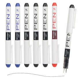 MOTIBACK 6PCS Disposable Fountain Pen Set of Multicolor for Writing Smooth Fine Tip Writing Pens Ideal for Journaling Note Taking Office School Long Lasting Ink Fountain Pens 3 Black, 2 Blue, 1 Red