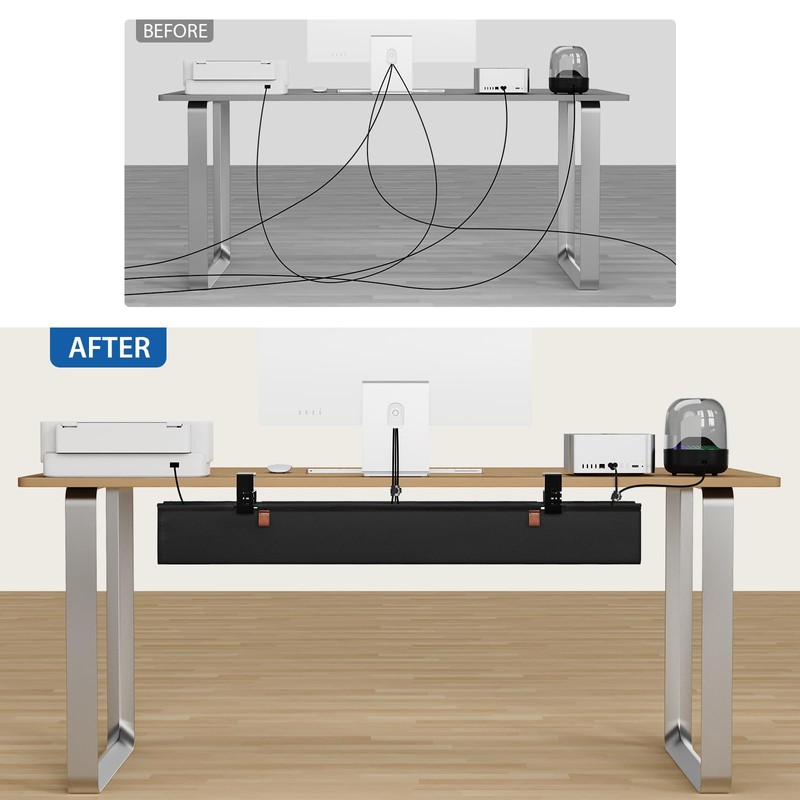Zilink No Dril Under Desk Cable Management Tray 40" Cord