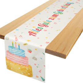 Table Runner Birthday, Yibat Table Runner Birthday Decoration, Colourful Table Runner Decoration Birthday Happy Birthday Table Decoration for Children Girls Boys Birthday Party Decoration 183 x 33 cm