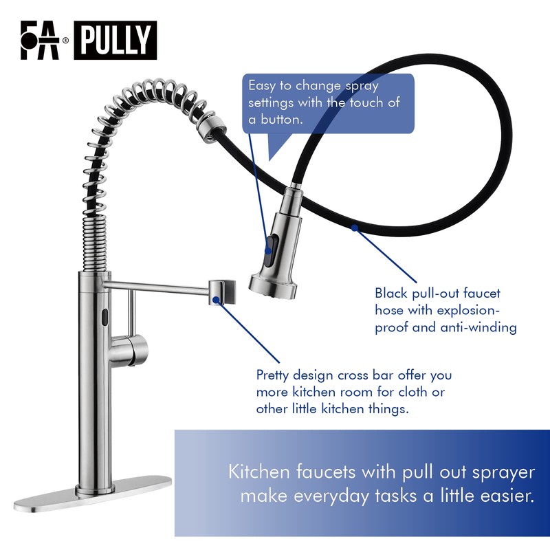 Fapully Touchless Kitchen Faucet with Pull Down Sprayer,Sensor Commercial Pull-Down