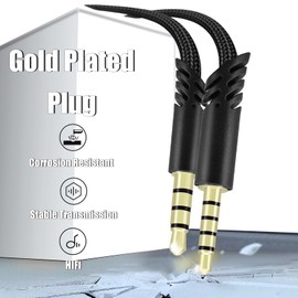 BENACES Replacement Aux Cord for Astro A40, 2M/6.5Ft Nylon Braided ‌Gold-Plated 3.5mm ‌TRRRS to TRRS A40 Inline Mute Audio Game Headset Cable Compatible with Astro A10/A40/A40TR Gaming Headset Adapter