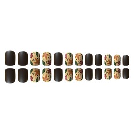 Fall Press on Nails Short Square Brown Thanksgiving Fake Nails Full Cover Maple Leaf False Nails with Designs Matte Glue on Nails Cute Stick on Nails Manicure Artificial Acrylic Nails for Women Girls
