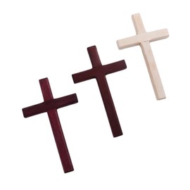 QEXUJOW Crucifixes, Pack of 3 Wooden Wall Cross, Religious Home Decoration, Easter Party Home Decoration, Living Room Wall Decoration, Suitable for Entrance, Office, Living Room