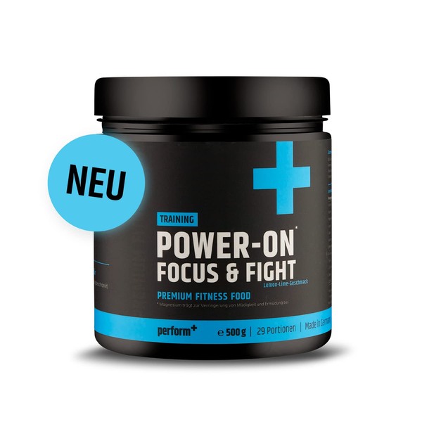 Perform+® Power-On Focus & Fight 500 g Powder Pre-Workout Booster Fitness Booster Training Booster Strength Sports Supplement Made in Germany