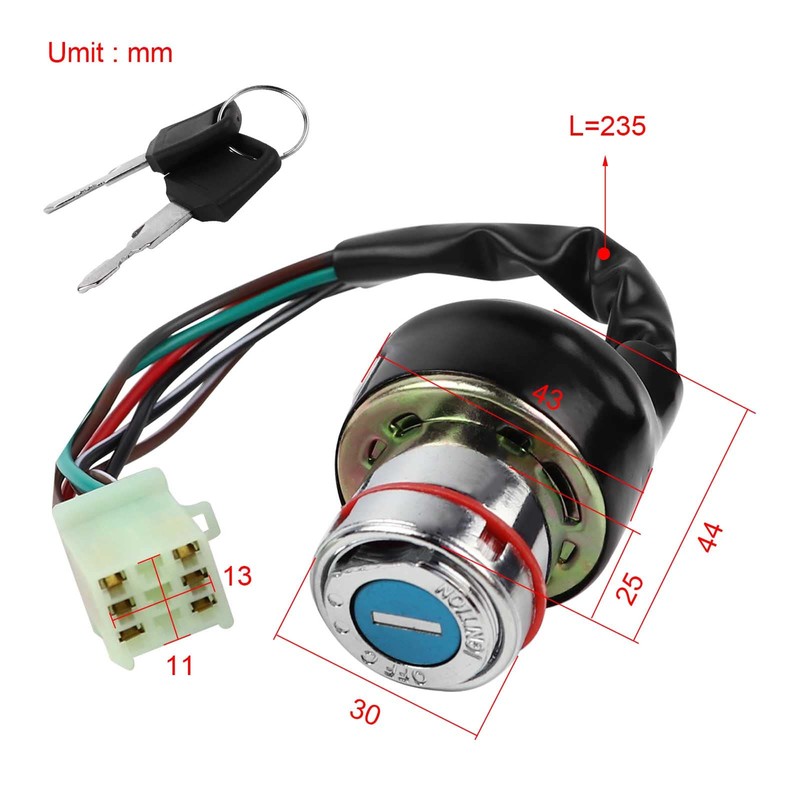 FLYPIG 6 Wire Ignition Key Switch for Kazuma Falcon Meerkat