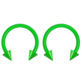 2pc 16mm Dental-Grade Acrylic Green Horseshoe Bar Hoop 4mm Spike Circular Barbells Earrings Cartilage Helix Septum Nose Lip Rings - 10mm