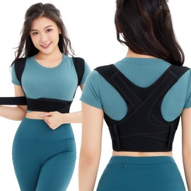 CtriLady 肩用サポーター コルセット 肋骨ベルト 背中 サポーター 加圧 男女兼用 脱着簡単 ベルト 通気性 (XL/2XL, ブラック)