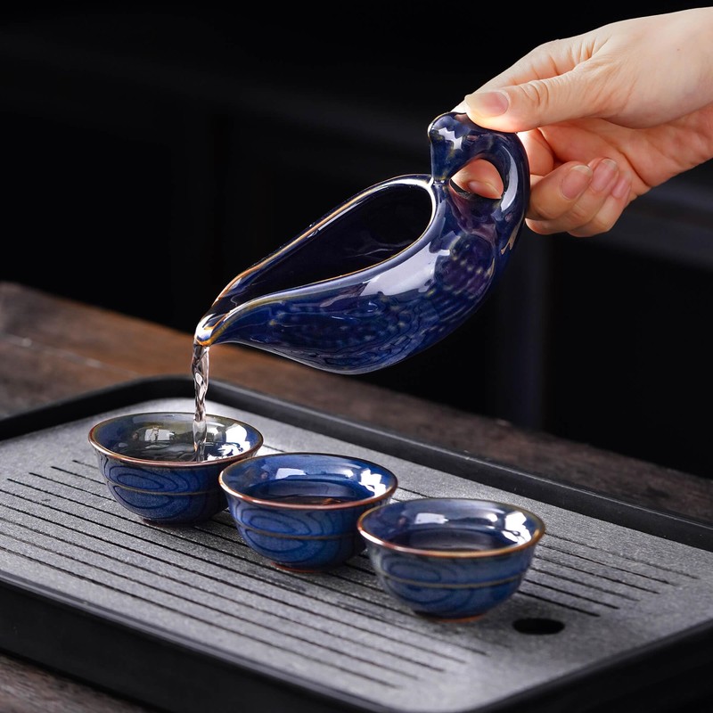 Zurucily Semi Automatic Tea Set Ceramic Teapot with Infuser Magic