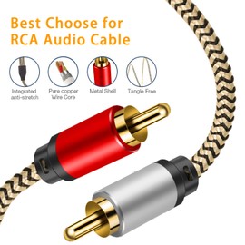Hanprmeee RCA Cable 4M, 2Rca Male to 2-RCA Male Audio Stereo Subwoofer Cable [Hi-Fi Sound] Nylon-Braided Auxiliary Audio Cord for Home Theater,Amplifiers, Hi-Fi Systems,Speakers and etc (4M)