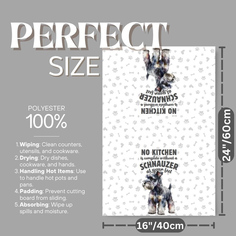 INNObeta Schnauzer Gifts Kitchen Towel 2 Pack, 16x24 in Microfiber