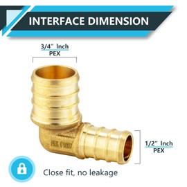 Seelink (10-Pack) PEX Fittings, 3/4 Inch x 1/2 Inch Reducing Pex Elbow 90 Degree, Brass Crimp Fittings, for PEX Tubing Pipe Plumbing, ASTM F1807