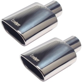 Set of 2 Square Exhaust Tip 2.5" Inlet 3" x 5.5" Outlet 9" Long Chrome Stainless Steel Polished Diesel Pipe Weld-On