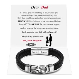 MOOGEEN To My Dad Bracelet from Daughter Father's Day Birthday Gifts for Dad Mens Bracelets Cool Gifts for Dad from Daughter Dad Gifts Braided Leather Bracelet 9 Inches