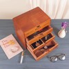Wooden Storage Box Rustic Desktop Organizer with Drawers/Labels 4 Tier