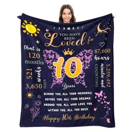 EIMOPE Birthday Blanket Gifts for 10 Year Old Girls, 10 Year Old Girl Birthday Gifts Best Presents for 10 Year Old Girls, 10 Year Old Gift Ideas 10th Birthday Decorations for Girls