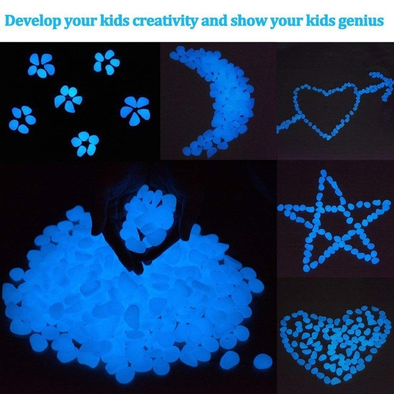 4.8Lbs 1100Pcs Glow in The Dark Stones Pebbles Blue Glow