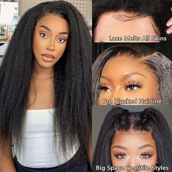 Invisible Strap 360 Full Hd Lace Glueless Wig Kinky Straight