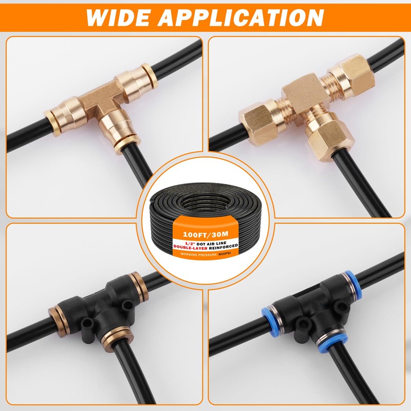 CheeMuii 100 FT 1/2" Double Layer DOT Air Line Premium