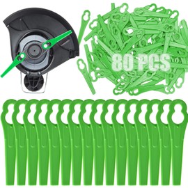 80 Pcs Grass Trimmer Replacement Blades, 83 mm Plastic Garden Mower Blades Cordless Lawn Mower Cutting Blades Lawn Strimmer Accessories Tool for Swift Ryobi VonHaus Grass Strimmer-Green