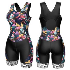 Wixen Race Back Suit Triathlon Suit Women One Piece Tri Suit Race Suit Sleeveless Swim Bike Run Tri Suit Women multi_floral_l