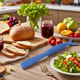 2-in-1 Silicone Jar Spatula & Jar Bottle Opener,Cute Kitchen Gadgets Accessories for Spreading Jam, Opening Jars & Beer Bottles,Kitchen Unique Gift (Dark Blue)