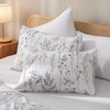JANZAA 3pcs White Comforter Set, Soft Microfiber Bedding Plant Flowers