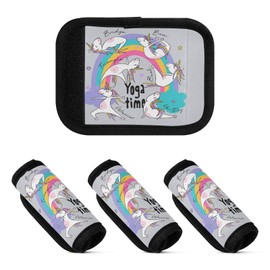Kjovgcb 4PCs 4PCs Soft Luggage Handle Wrap Suitcase Marker Wraps Covers Tags Identifiers Handle Wraps for Accessories Print Little White Unicorns Practicing Yoga On a Rainbow
