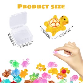 AWAVM 150PCS Noctilucent Resin Mini Turtles with Storage Box, Vibrant Colors, Miniature Turtle for DIY Crafts, Home Decor, Aquarium & Garden Landscaping