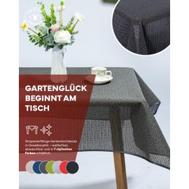 texpot Tablecloth 140 cm Round Grey Garden Blanket with Hem Washable Garden Tablecloth Balcony Patio Weatherproof