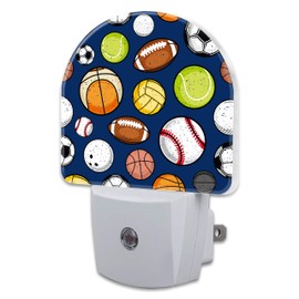 sndheke Retro Sports Balls Night Light, Colorful Balls Dusk to Dawn Night Light Plug in,0.5w Energy Saving Sleep Friendly Night Light for Kids Boys Girls Home Bedroom Living Room Kitchen Decor